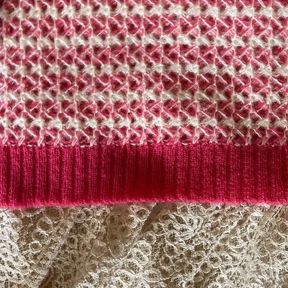 🌺 WAYF; Brand New with Tags! Nordstrom Pink & Cream Striped Weave Sweater Sz. - Picture 6 of 10